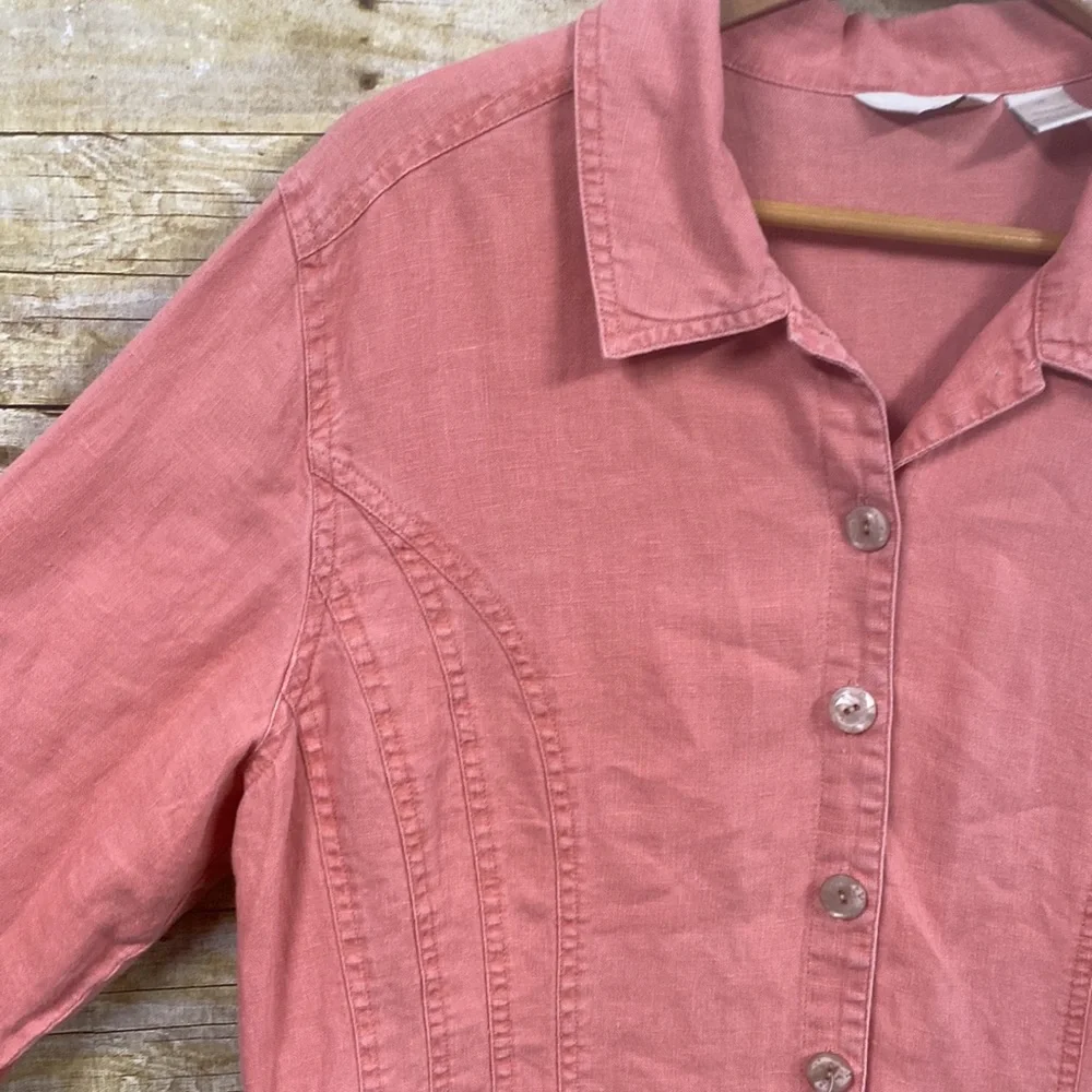J. Jill 100% linen peach coral jacket size 16 - Picture 5 of 11